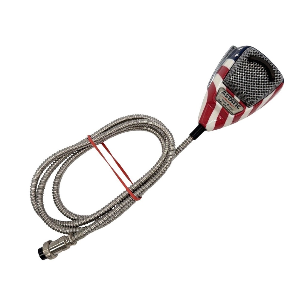 ASTATIC 636L-FLAG Stars N' Stripes Noise Canceling CB Radio Microphone 4 Pin